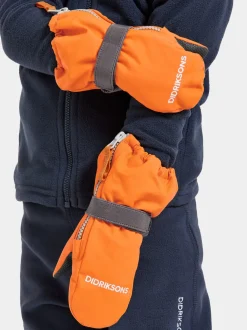 Hot Didriksons Biggles Kids' Zip Mittens Orange Jam