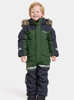 Clearance Didriksons Bjärven Kids' Coverall Pine Green