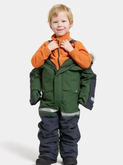 Clearance Didriksons Bjärven Kids' Coverall Pine Green