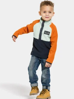 Sale Didriksons Monte Kids' Half Button Navy