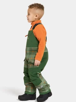 Hot Didriksons Polarbjörnen Printed Kids' Bib Pants Termos Pine Green
