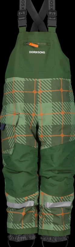 Hot Didriksons Polarbjörnen Printed Kids' Bib Pants Termos Pine Green