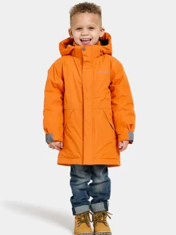 Clearance Didriksons Tundran Kids' Parka Orange Jam
